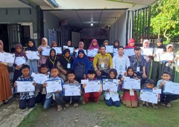 TBM Pelangi Ceria Menggelar Palatihan Read a Load (Membaca Nyaring) Untuk Anak-Anak SD/MI di Desa Danau Sijabut