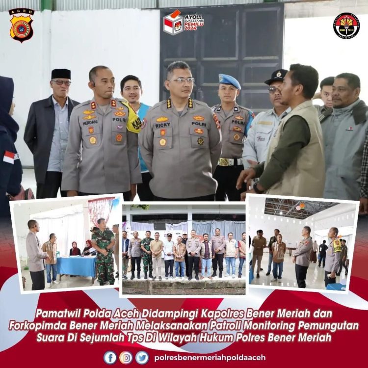 Pamatwil Polda Aceh dan Forkopimda Bener Meriah Monitoring Pemungutan Suara Di Sejumlah TPS.