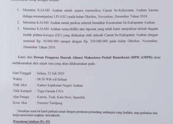 DPD AMPD Asahan Akan Gelar Aksi Unjuk Rasa Dugaan Korupsi Dana GU Pilkada 2024