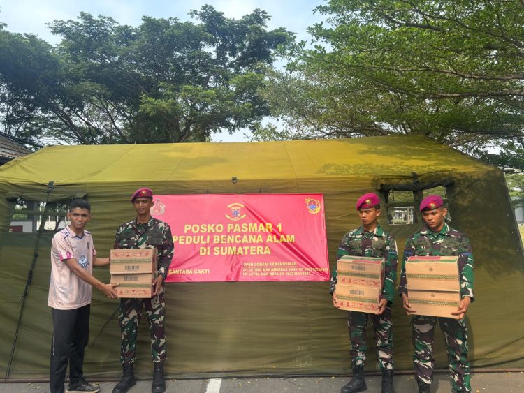 Pasmar 1 Dirikan Posko Bantuan Kemanusiaan untuk Bancana Alam di Sumatera