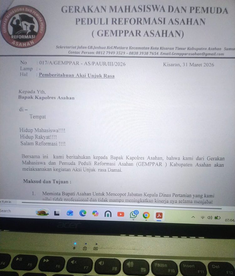 Hari ini GEMPPAR Asahan Unjuk Rasa di Kantor Bupati Asahan