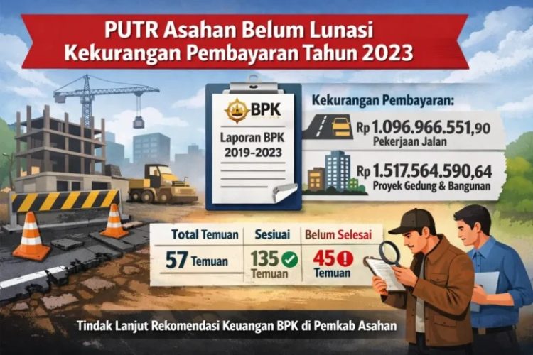 PUTR Asahan Belum Lunasi Kekurangan Pembayaran Pekerjaan Tahun 2023, Bagaimana dengan Temuan Tahun 2024?