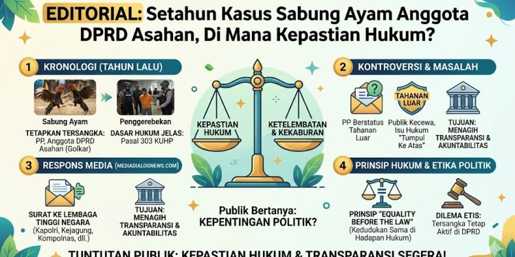 Editorial: Setahun Kasus Sabung Ayam Anggota DPRD Asahan, Di Mana Kepastian Hukum?